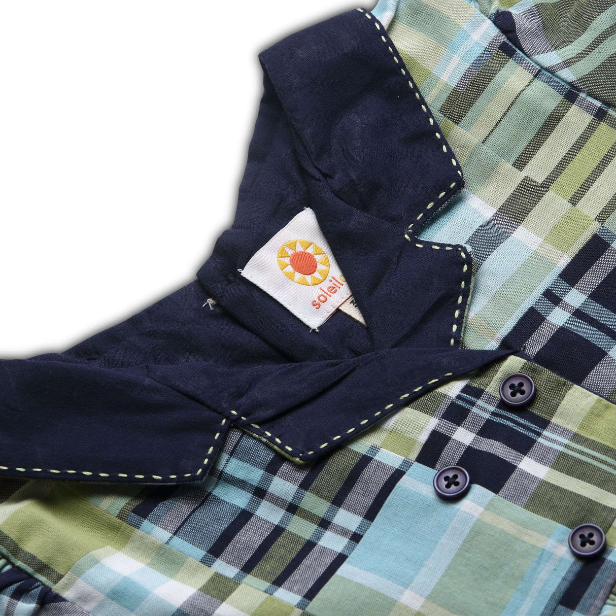 Girls dress collar with kantha embroidery detail