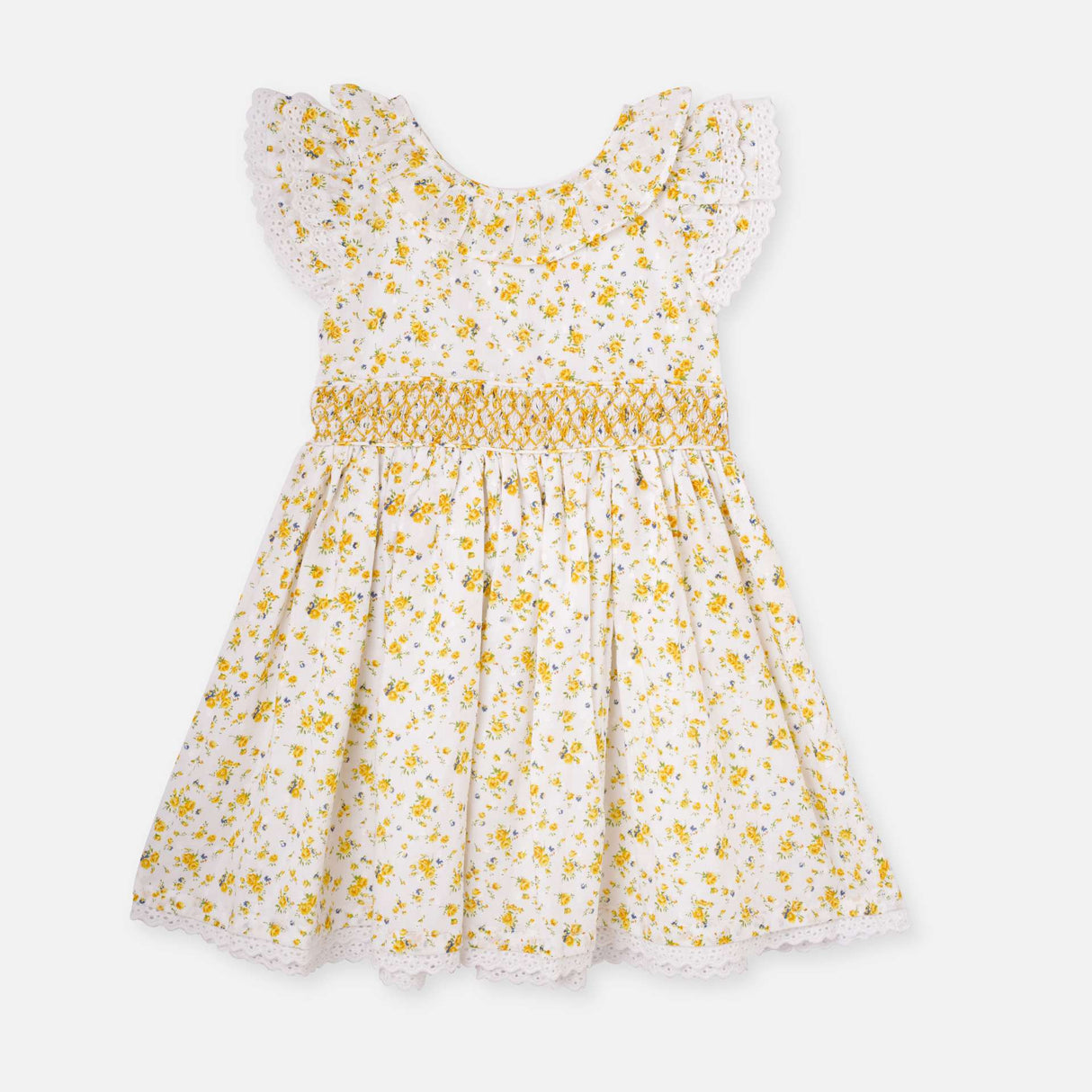 Girls floral cotton smocked dress