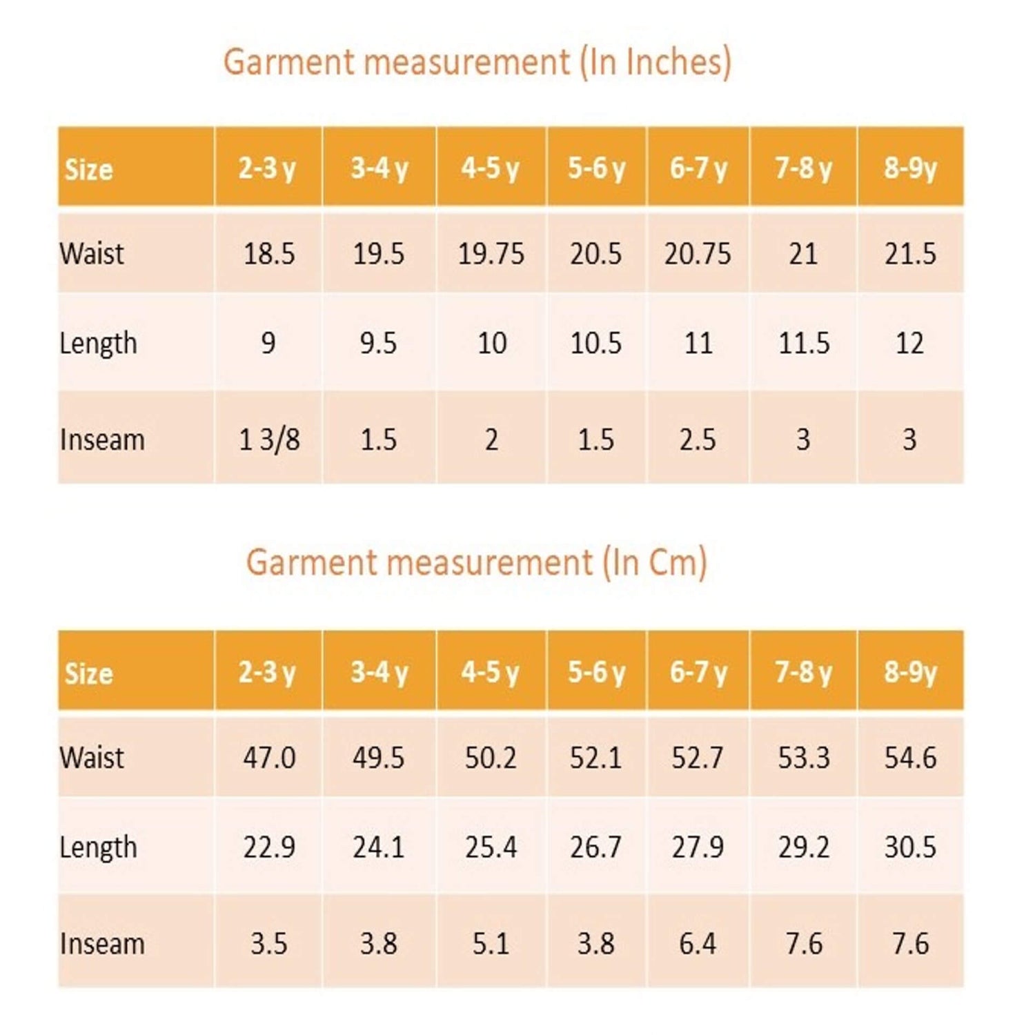 Size chart of black dot printed shorts
