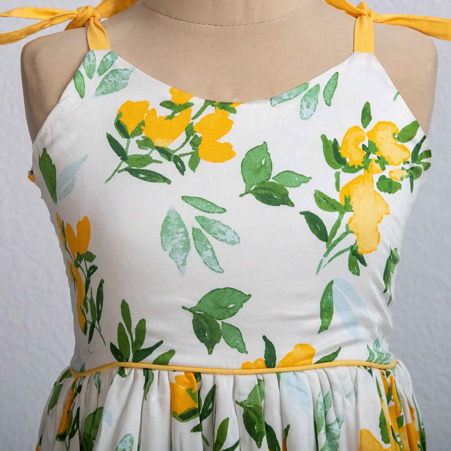 White With Floral Print Girls Summer Dress