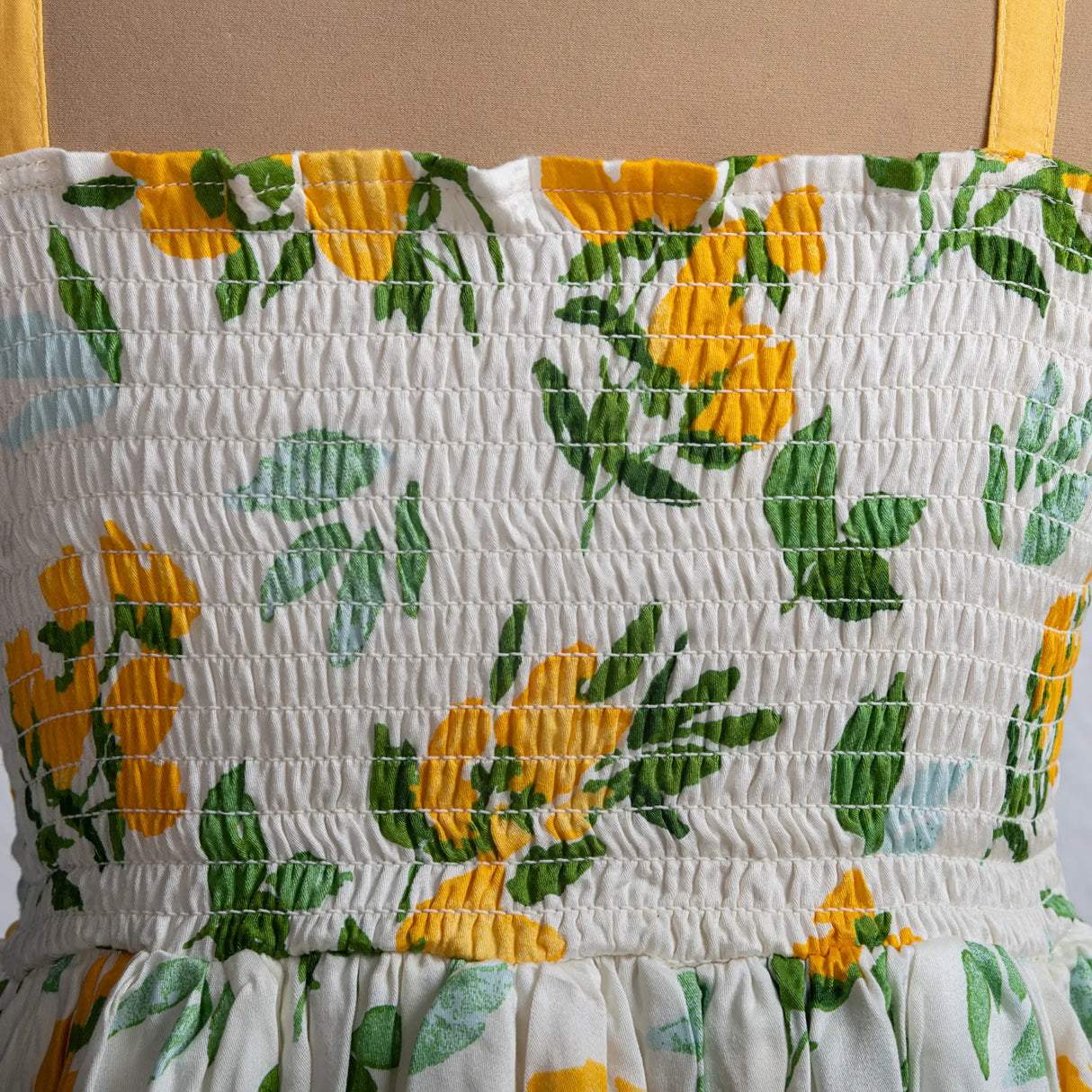 White With Floral Print Girls Summer Dress