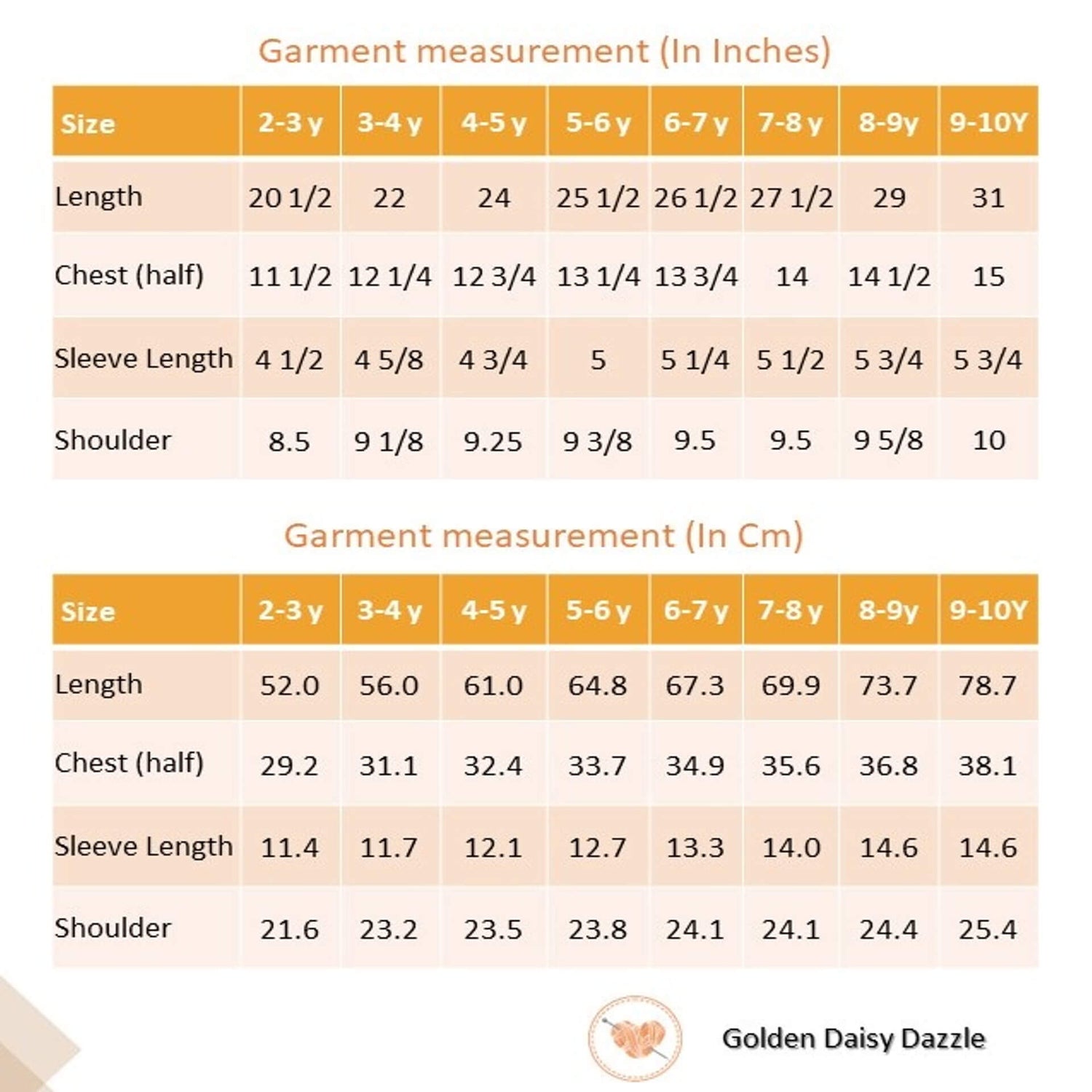 Size chart of yellow flower applique dress