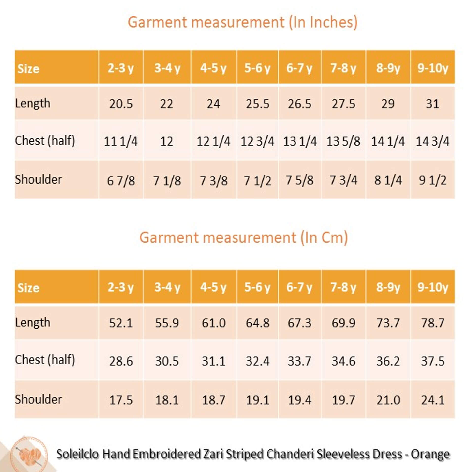 Orange Chanderi Hand Emrboidered Girls Party Dress