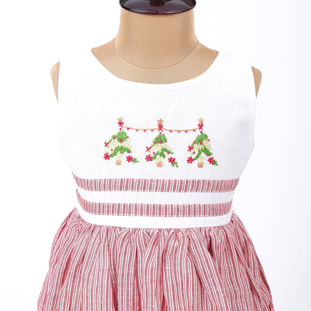 closeup of embroidery details in the bodice