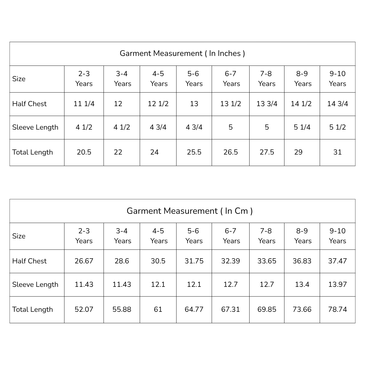 size chart of the navy striped girls dress