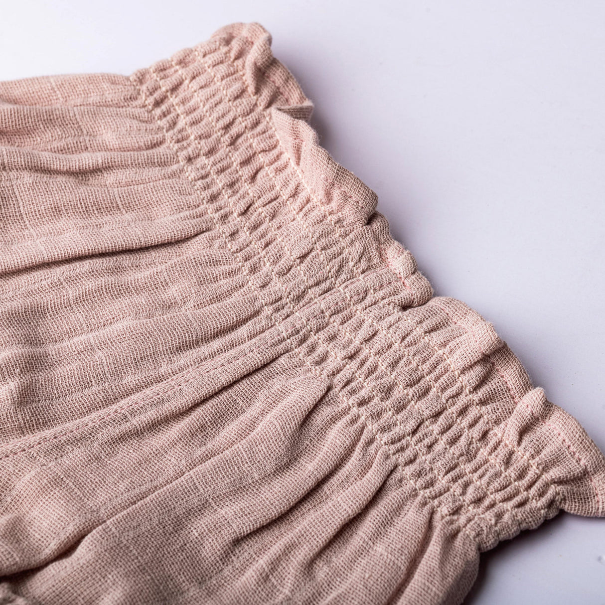 Infant gauze bloomers shirred elastic waistline