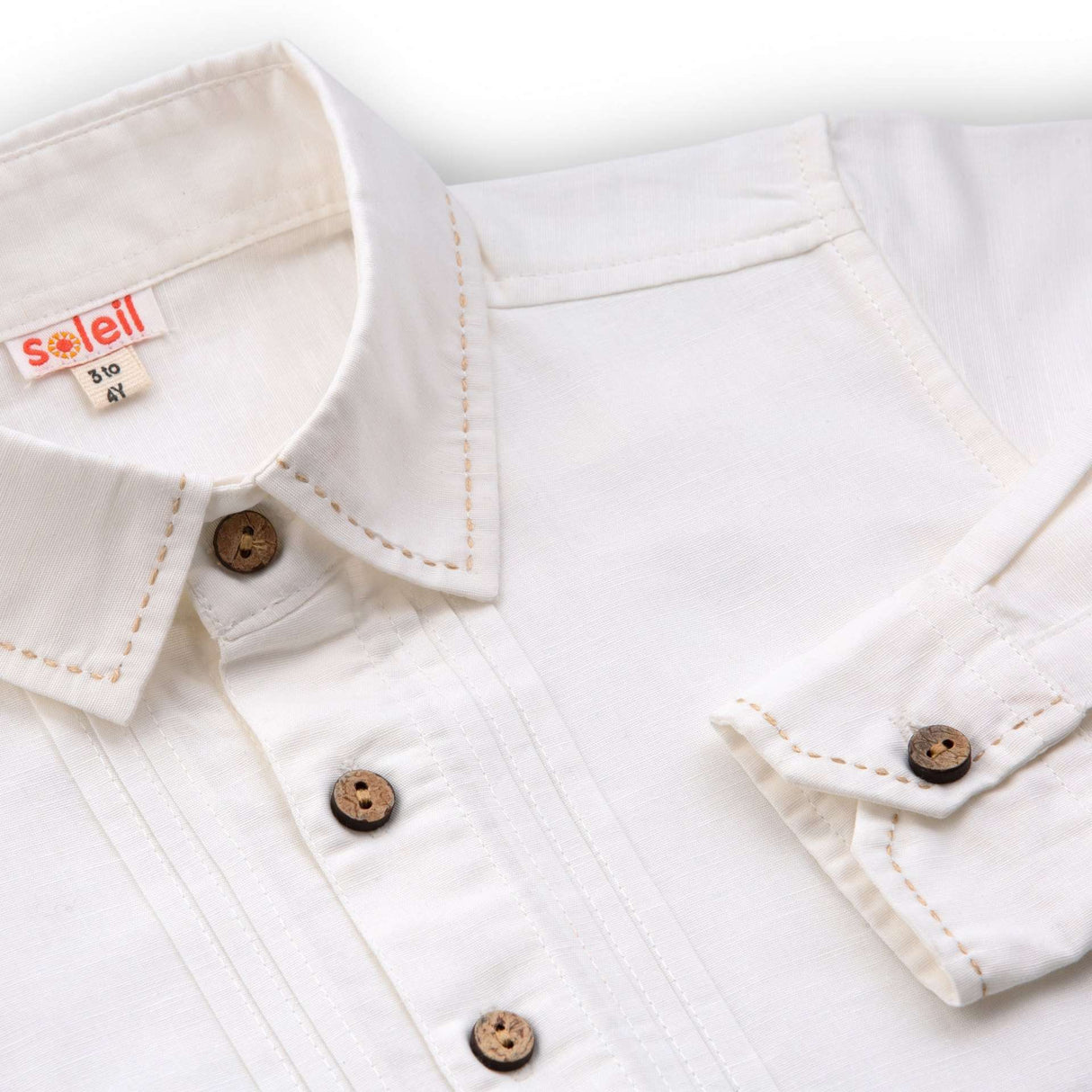 Pleated shirt with kantha embroidery stitch in collar and full sleeve