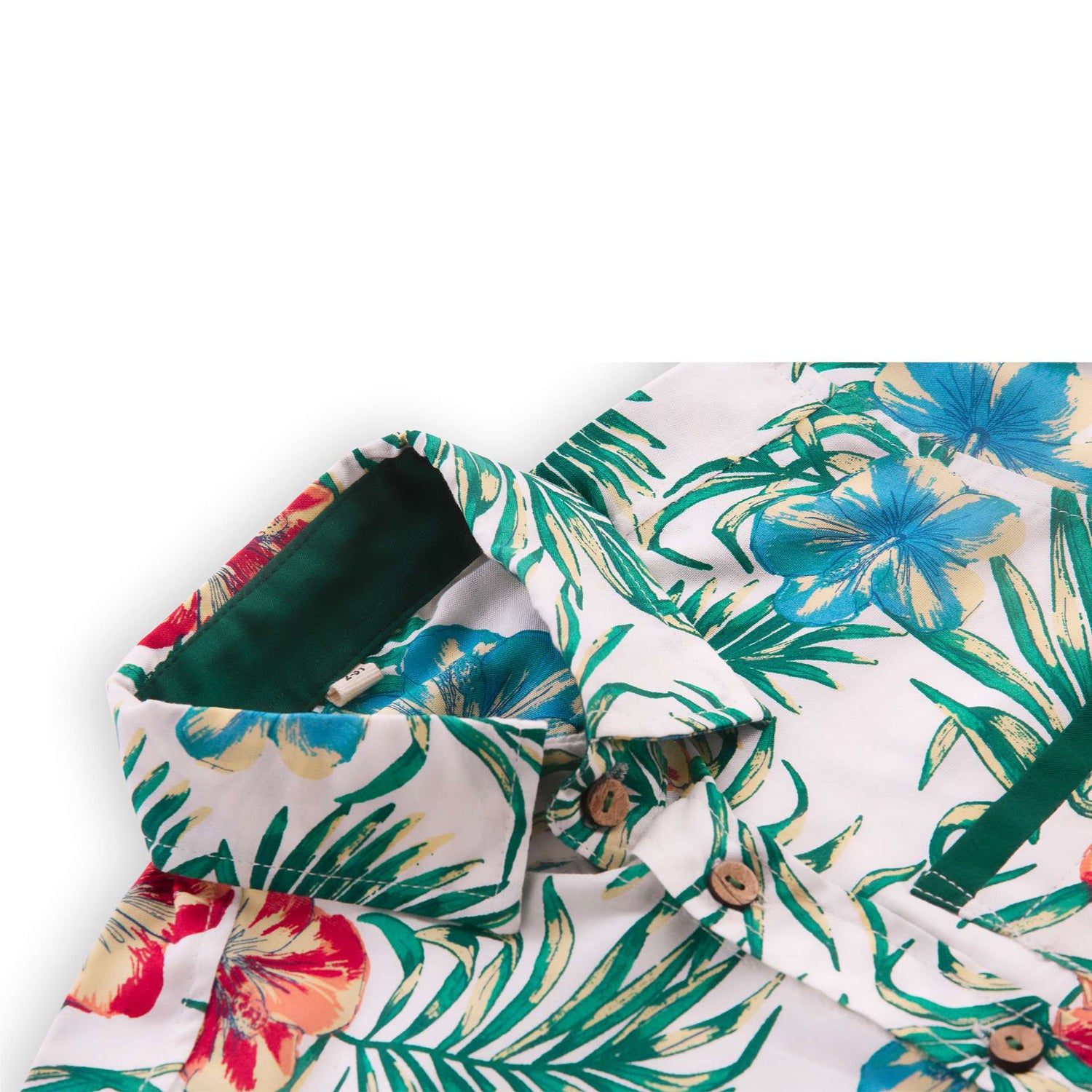 Jungle print boys shirt with wood buttons