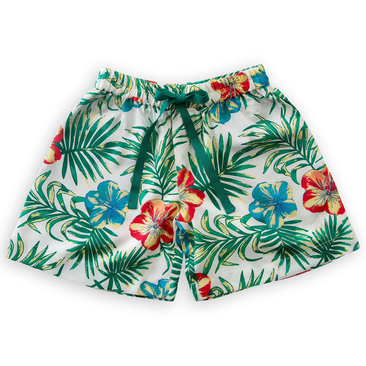 Jungle print boys bermudas with green waist tiev