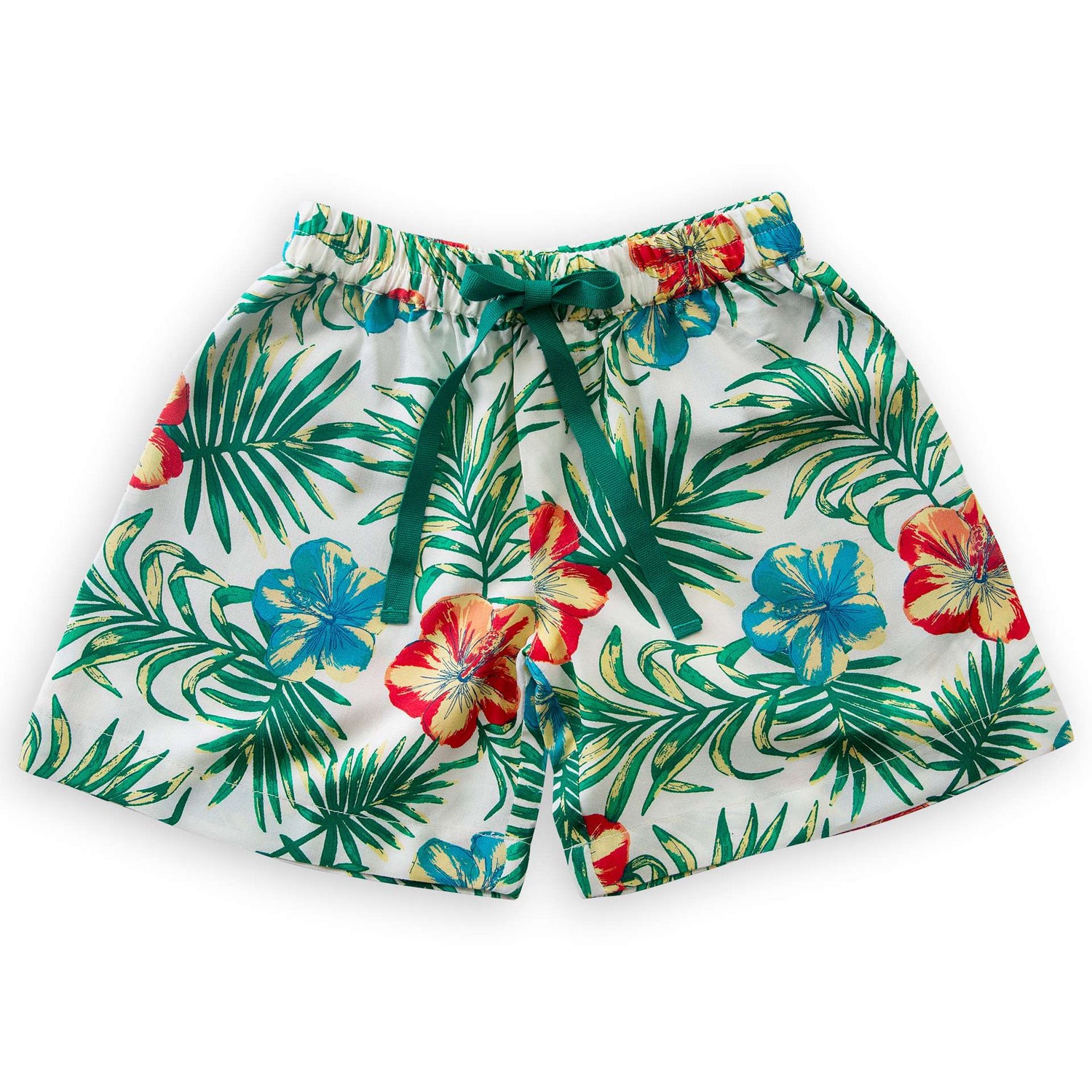 Jungle print boys bermudas with green waist tiev
