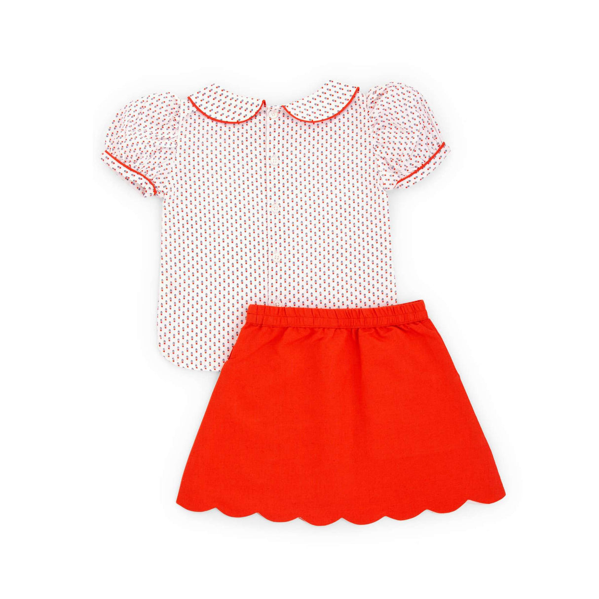 Print blouse and scallop hem bright orafly-kite-blouse-2nge skirt