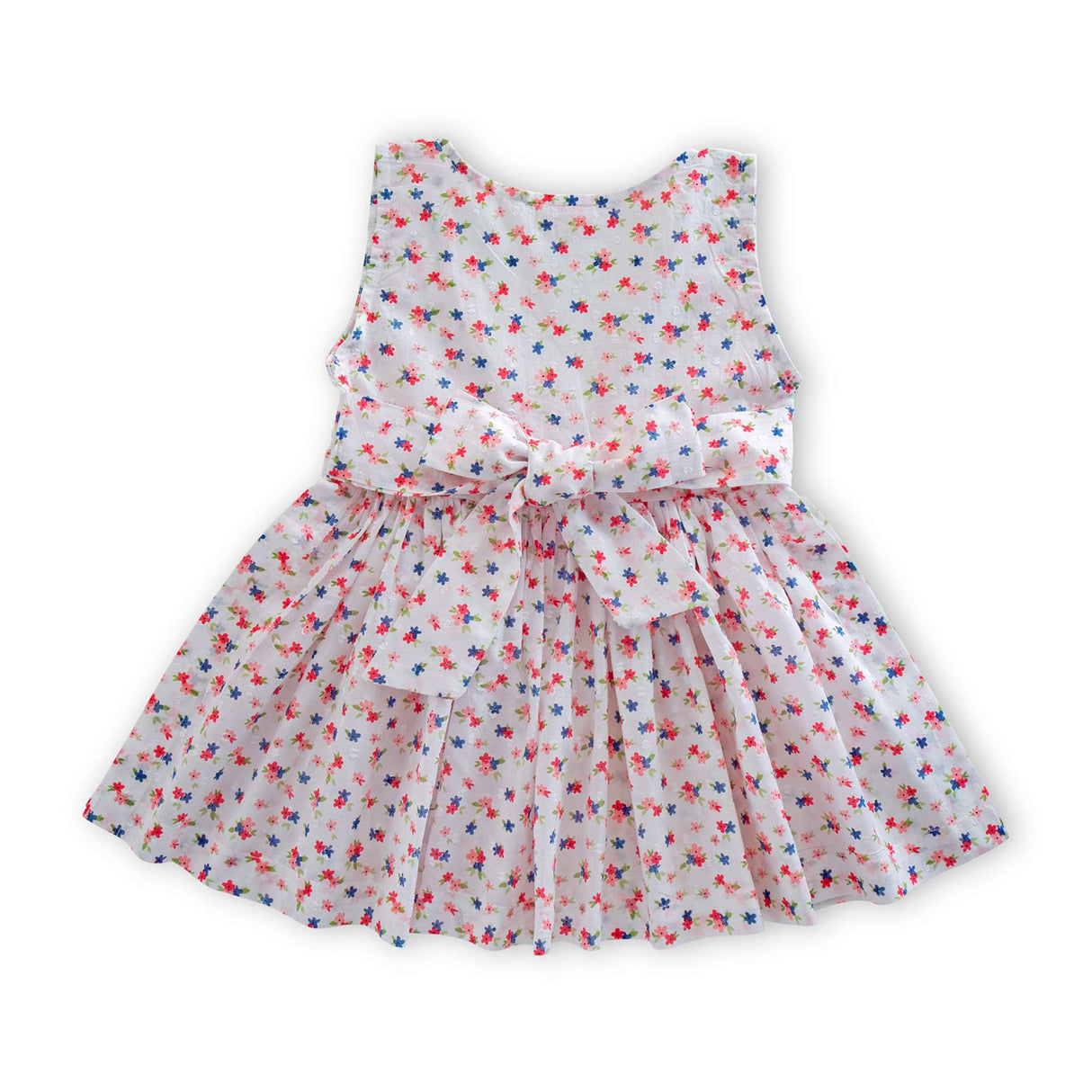 Rear side of floral overdress with a tie-up bow