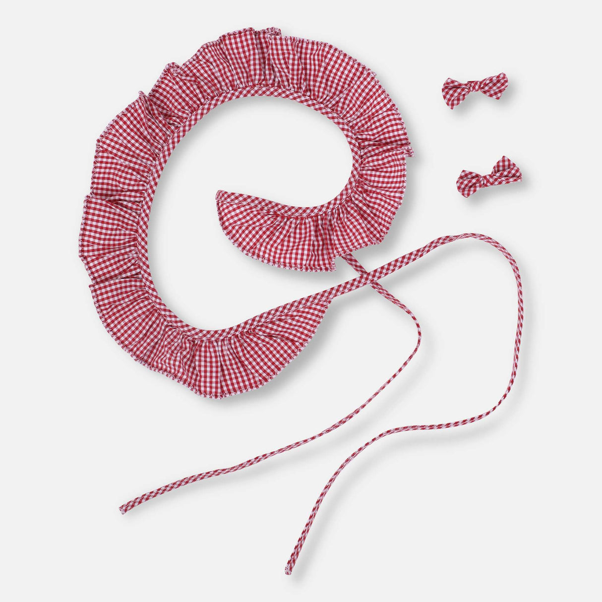 Ruffle belt in gingham with accessories