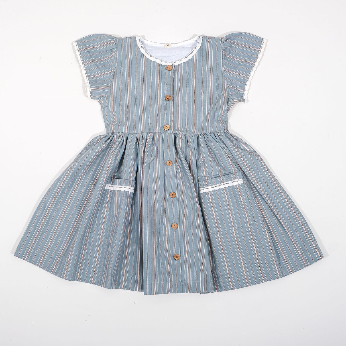 Dusty Blue Dobby Striped Dress
