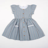 Dusty Blue Dobby Striped Dress