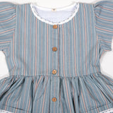 Dusty Blue Dobby Striped Dress
