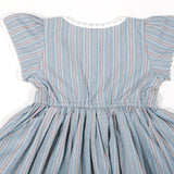 Dusty Blue Dobby Striped Dress