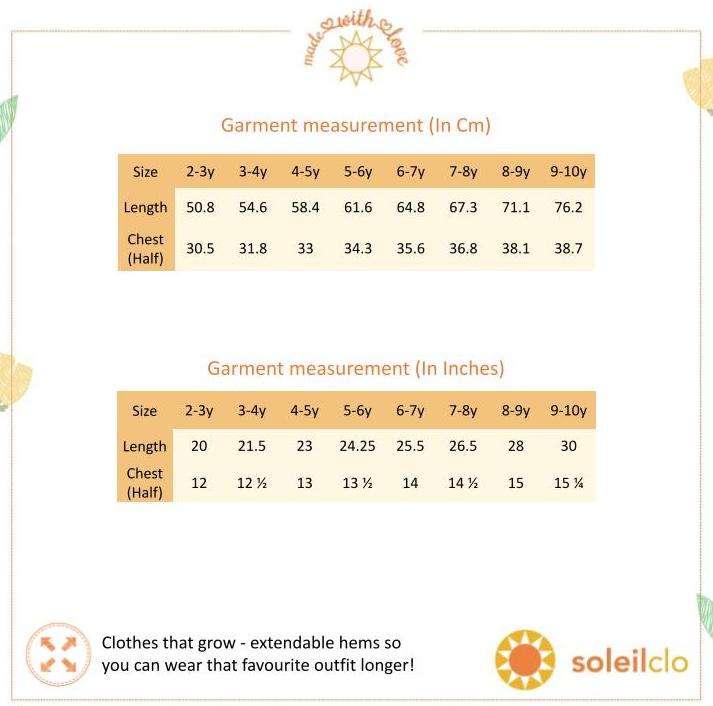 Garment size chart