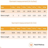 Size chart of Navy patch printed dress