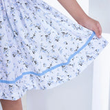 Blue With Floral Print Girls Summer Dress