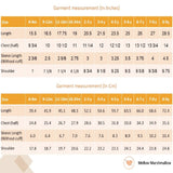 "Size chart for the yellow tulle dress.