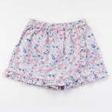 Pink Ruffled Hem Cotton Floral Print Girl Skorts