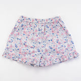Pink Ruffled Hem Cotton Floral Print Girl Skorts