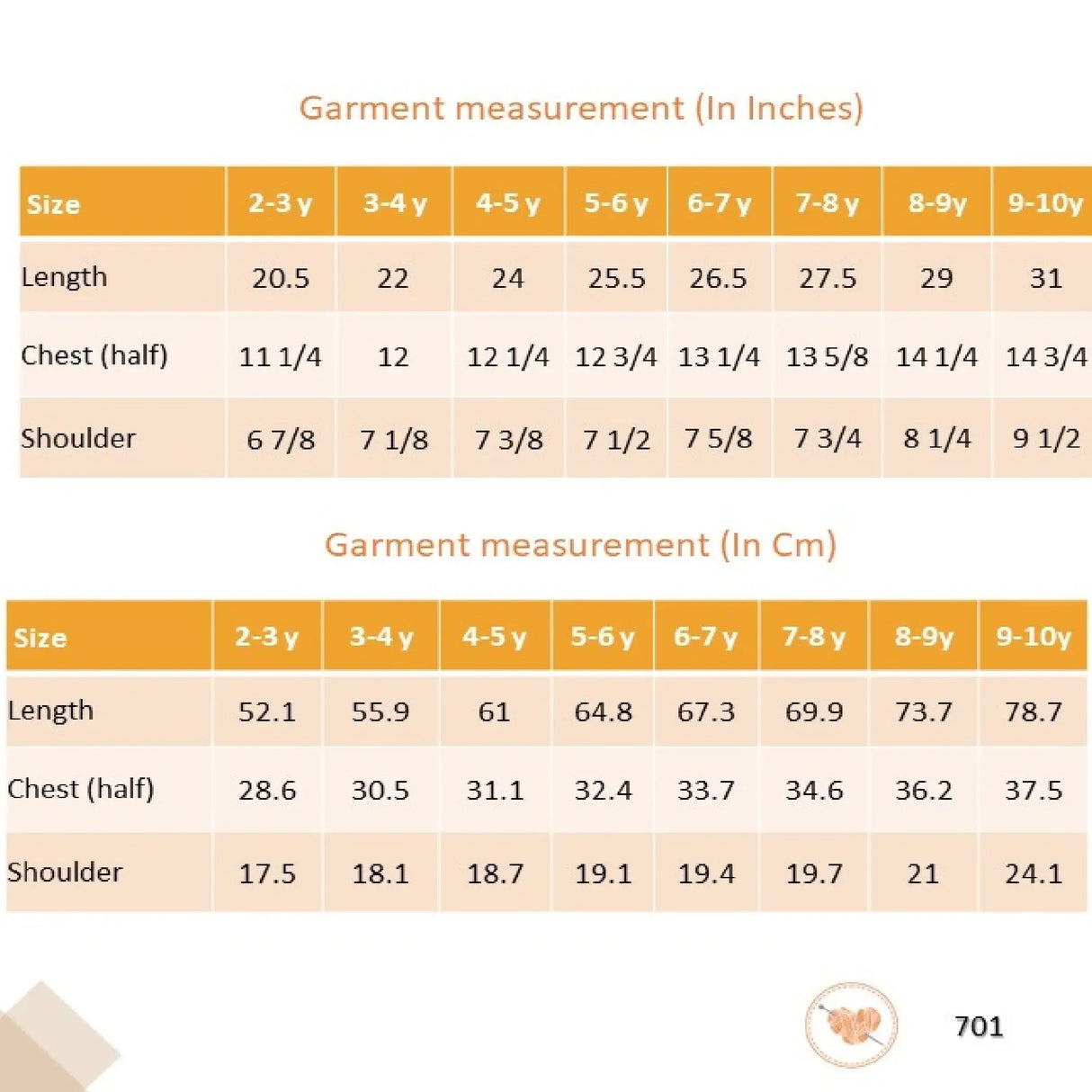 "Size chart of the coral embroidered cotton satin sleeveless dress."