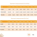 "Size chart of the coral embroidered cotton satin sleeveless dress."