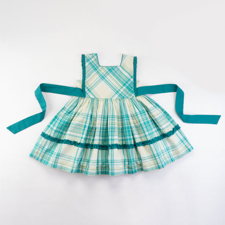 green plaid cotton dress.