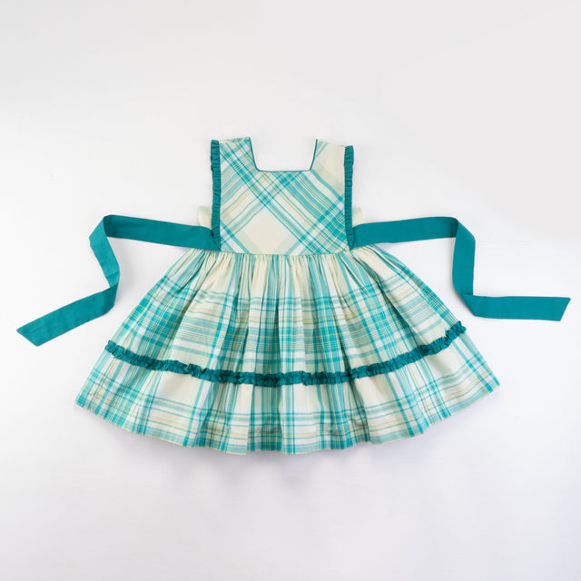 green plaid cotton dress.