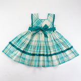 Back View of the green plaid cotton dress