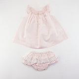 Back View of the pink bishop and bloomer set