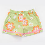 Back View of the green floral print shorts