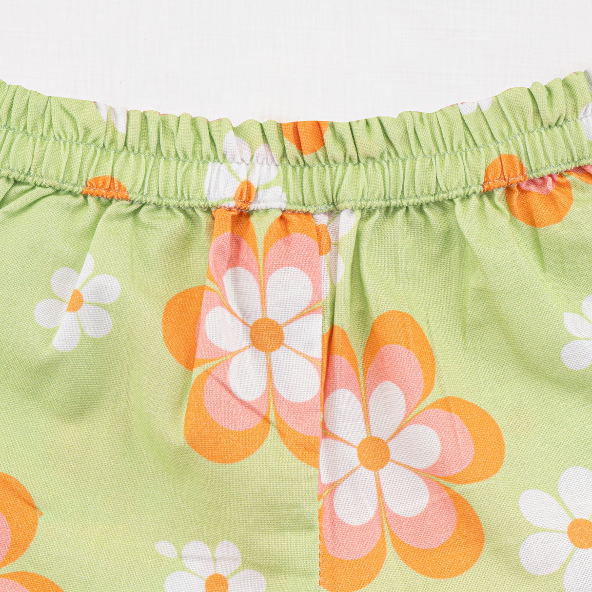 Close-up of the print and waist