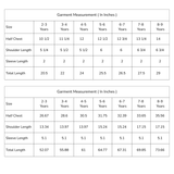 size chart of the blue citrus print dress