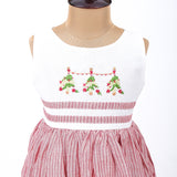 closeup of embroidery details in the bodice