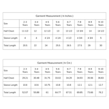 size chart of pink crossover dress