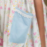 White Pastel Floral Scallop Bodice Dress