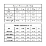 Size Chart of Green Checked Smocked Dress for Girls