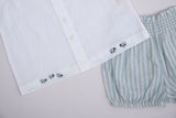 Little Sheep Embroidered Collar Top with Striped Bloomer Baby Set