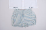 Little Sheep Embroidered Collar Top with Striped Bloomer Baby Set
