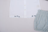 Little Sheep Embroidered Collar Top with Striped Bloomer Baby Set