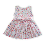 Rear side of floral overdress with a tie-up bow