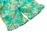 Palm tree print ruffle hem pants