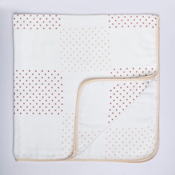 baby muslin wipes with block print dots