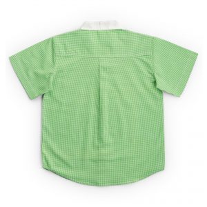 Green gingham boys half sleeve shirt back view