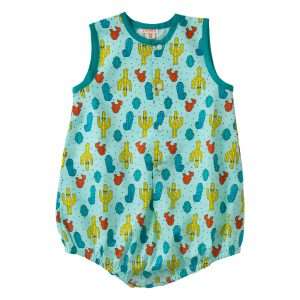 Cactus print baby boy infant onesie with front opening and inseam snaps