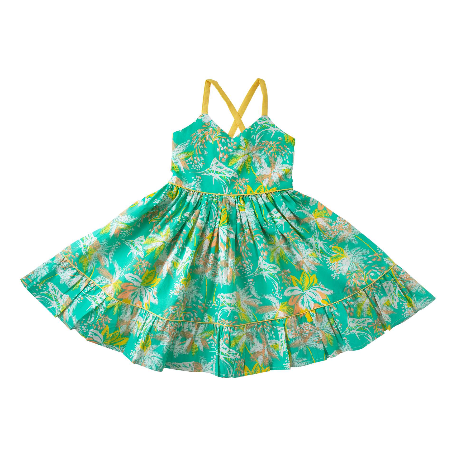 Buy Soleilclo girls dress with straps in jungle print cotton -SoleilClo