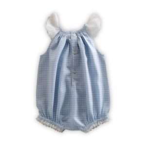 Ice blue flutter sleeve lace edge baby girl onesie